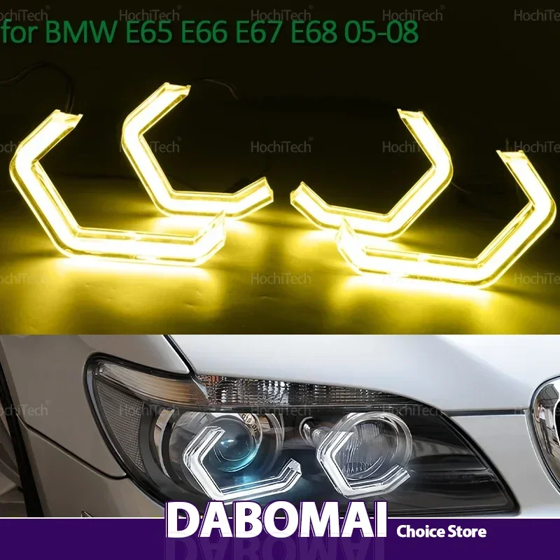 

Лимонно-желтый цвет Crystal M4 Iconic Style LED Crystal Angel Eye Eyes Наборы для BMW 7 серии E65 E66 E67 E68 Alpina B7 LCI 05-08