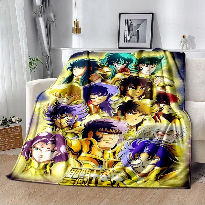 2026 Anime Saint Seiya Series Soft Plush Blanket, Flannel Blanket Throw Blanket For Living Room Bedroom Bed Sofa Picnic Cover