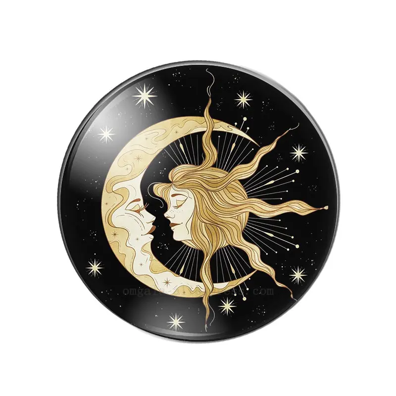 Bling Shiny Sun and Moon God 10pcs mixed 12mm/18mm/20mm/25mm Round photo demo glass cabochon flat back Making findings