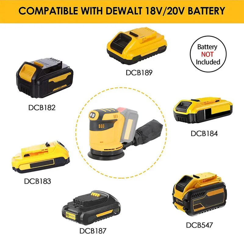 For Makita For Dewalt Cordless Electric Orbital Sander Wood Grinder Polishing Machine 3 Speeds Abrasive Power Tool Sander