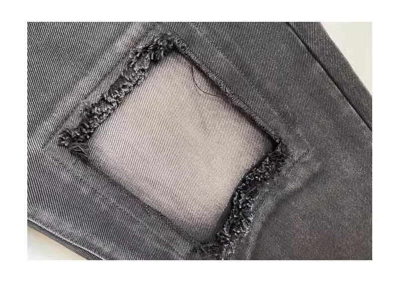 Trashy Y2K 2000S Streetwear Patchwork Slim Gestapelt Jeans Hosen Männer Für 90S Vintage Kleidung Schwarz Grau Harem Luxus lange Hosen – Detail 14