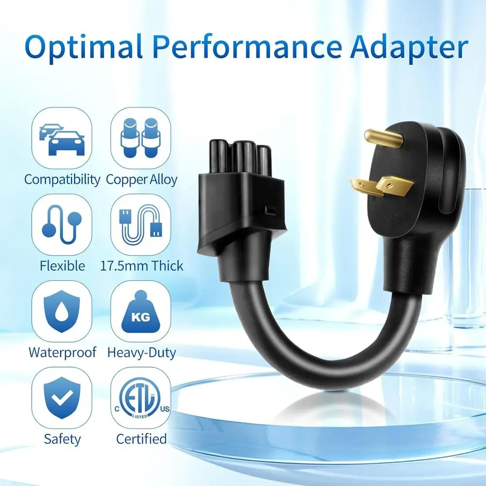 16-Inch NEMA TT-30 Adapter for Tesla Gen 2 Mobile Connector, 120V 24A RV Outlet Charger Adapter, Compact Level 2 Charging for Te