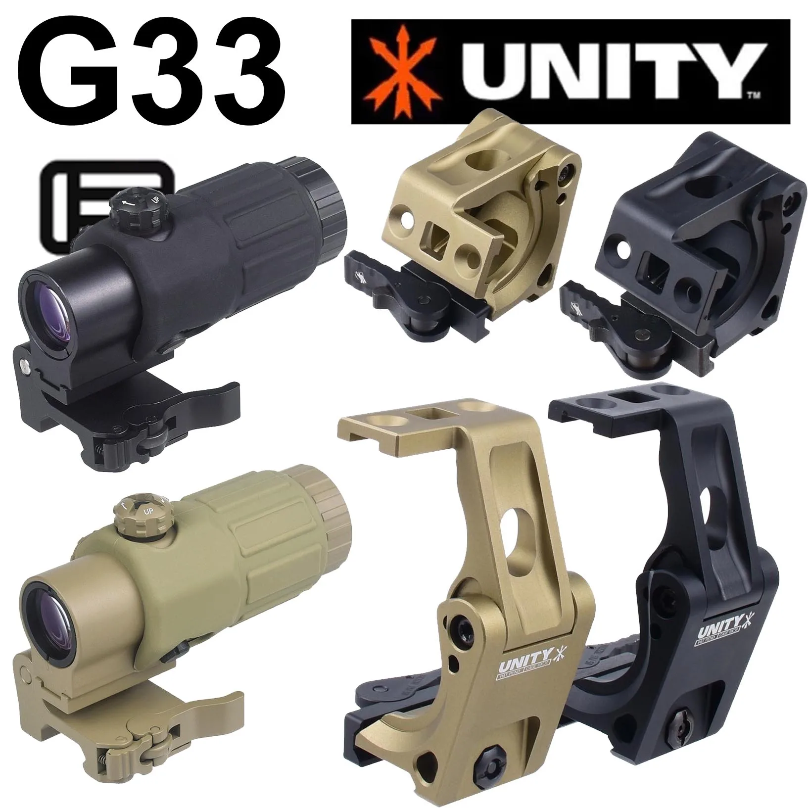 

Tactical G33 Unity FTC Mount G33 Magnifier 3X Rollover Bracket Mount Optic Fast Riser Airsoft Rifle Red Dot Sight Scope Mount