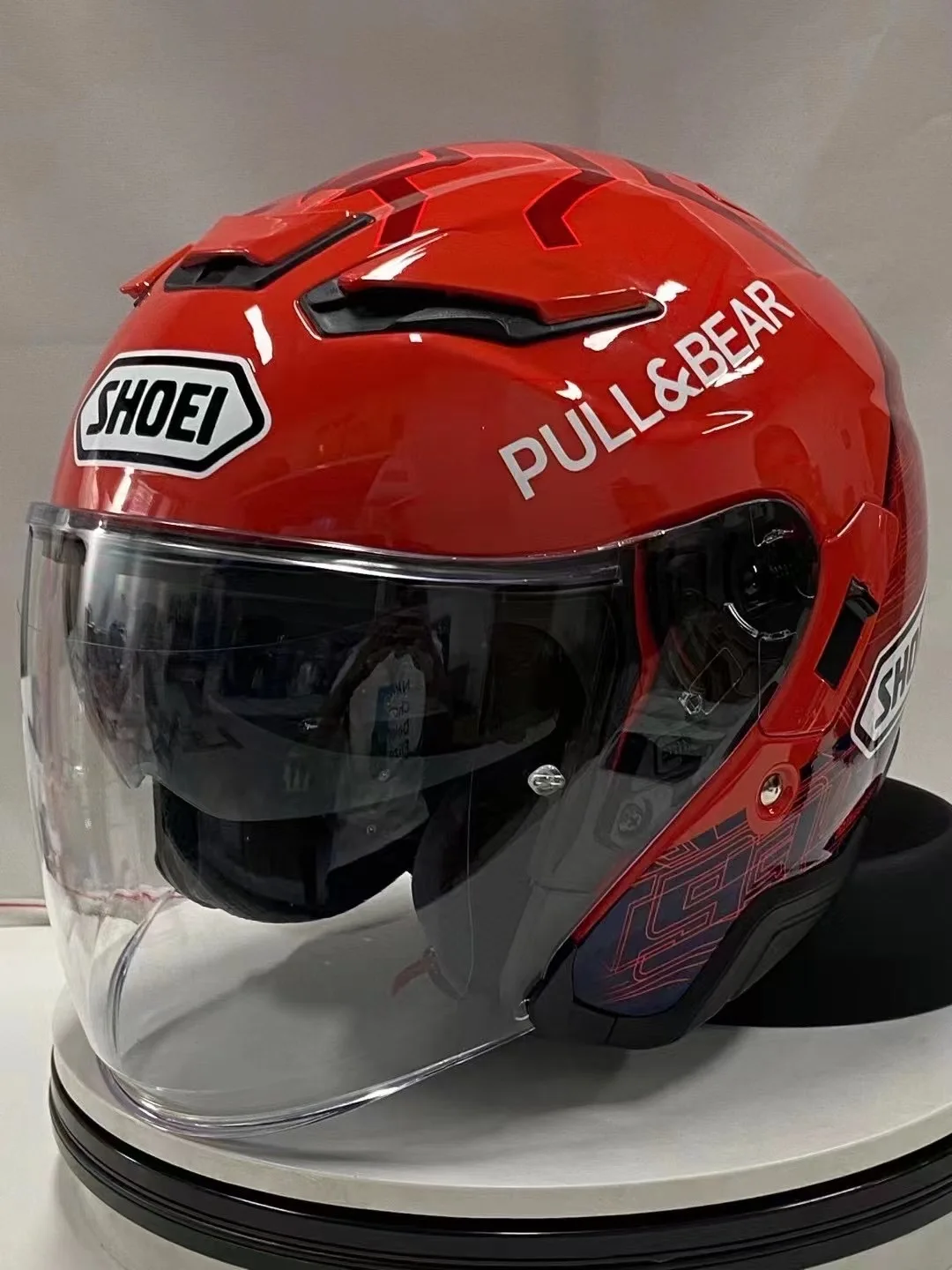 Open Face Helmet J-CRUISE 3/4 Helmet red Double visor Matte Black Off Road Racing Motocross Motorcycle Helmet