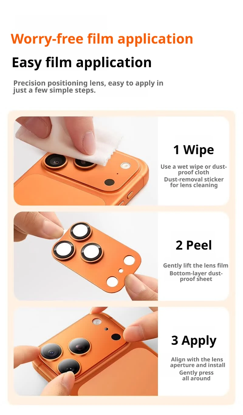 SAMZHE All-in-One Metall-Objektivschutz für Apple iPhone 17 Pro Max, Vollflächiger Kameraschutzfilm für iPhone 17Pro Rückkamera – Detail 9