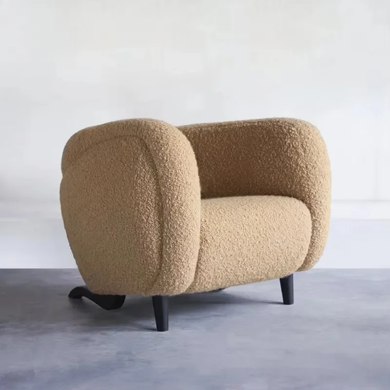 Modern Minimalist Design Single Sofa Chair Leisure Lamb Wool Armchair for Home Office or Bedroom for Hotel Lounge Living Room