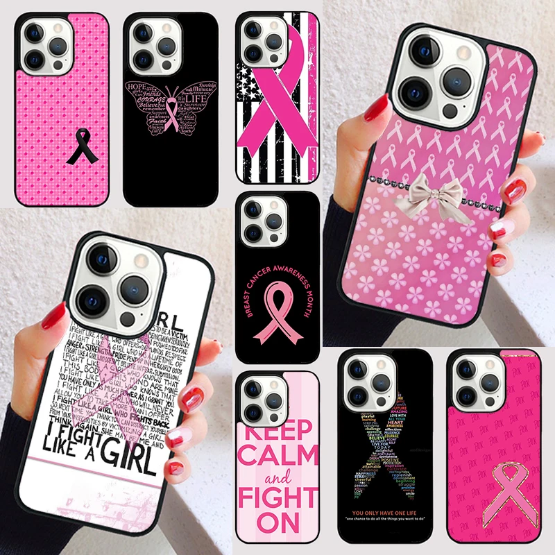 Girl Breast Cancer Pink Ribbon cover For iPhone 15 16 13 12 11 14 Pro Max Mini Max SE 2020 7 8 6S Plus Phone Case