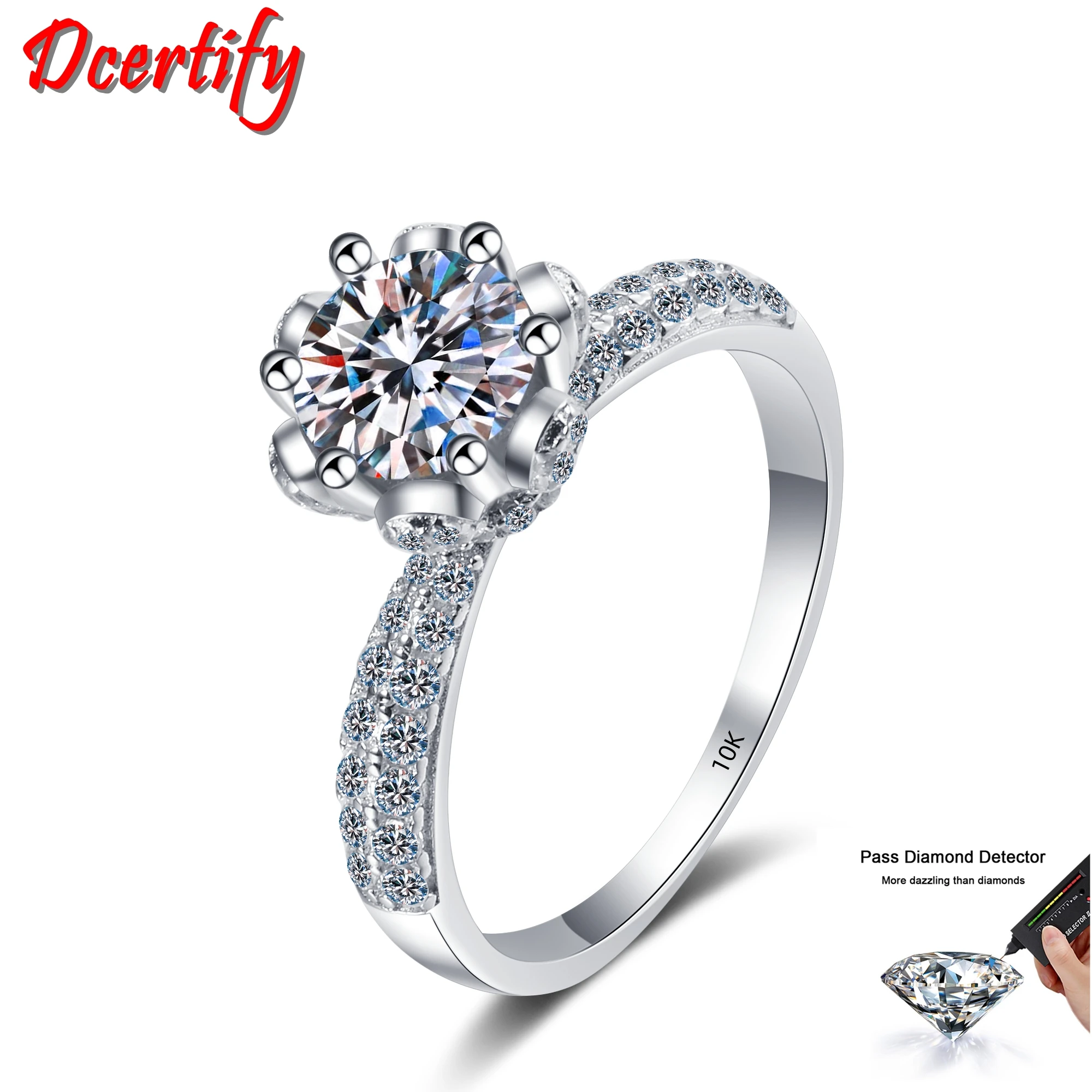 

Luxury D 5CT Moissanite Engagement Rings Lady White Gold 10K Wedding Rings 1CT 2CT 3CT Jewelry Gift For Girl