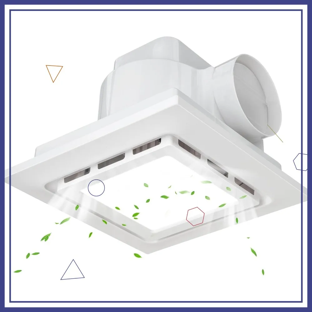 

Ultra Quiet 145 CFM Bathroom Fan with 6500K LED Light, 1.0 Sone, 8.3x8.3 Mount