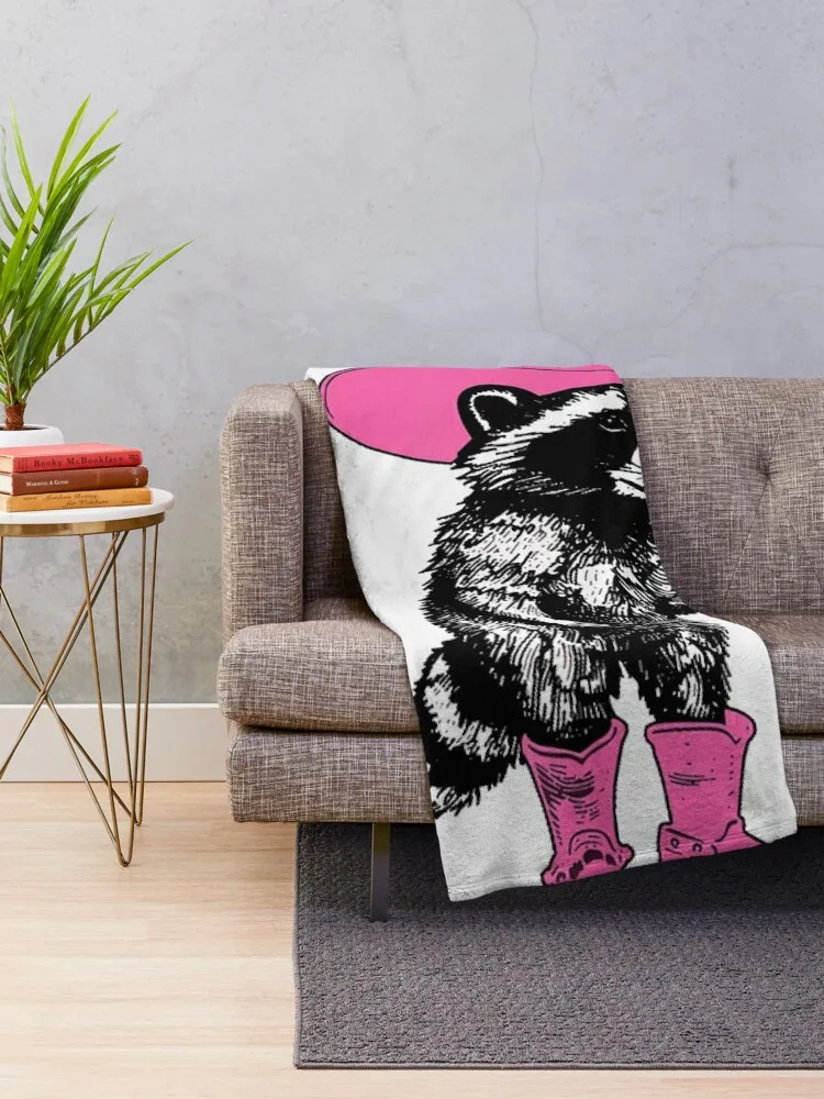 Vintage Raccoon Cowgirl Funny Trash Panda Western Country Cowgirls Throw Blanket for sofa Giant Sofa Blankets