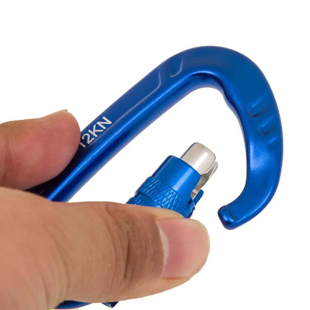 Screw Carabiner Clip Aluminum Alloy Portable Locking Snap Hook for Camping Hiking Hammock Hanging Buckle