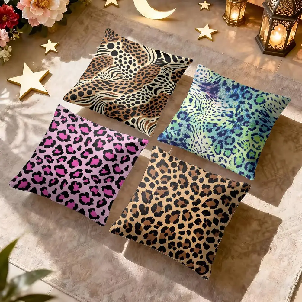 Multicolor Leopard Skin Cushion Cover Soft Short Plush Pillow Cover Smooth Cozy Texture Aesthetic Cushion Case Home Decor