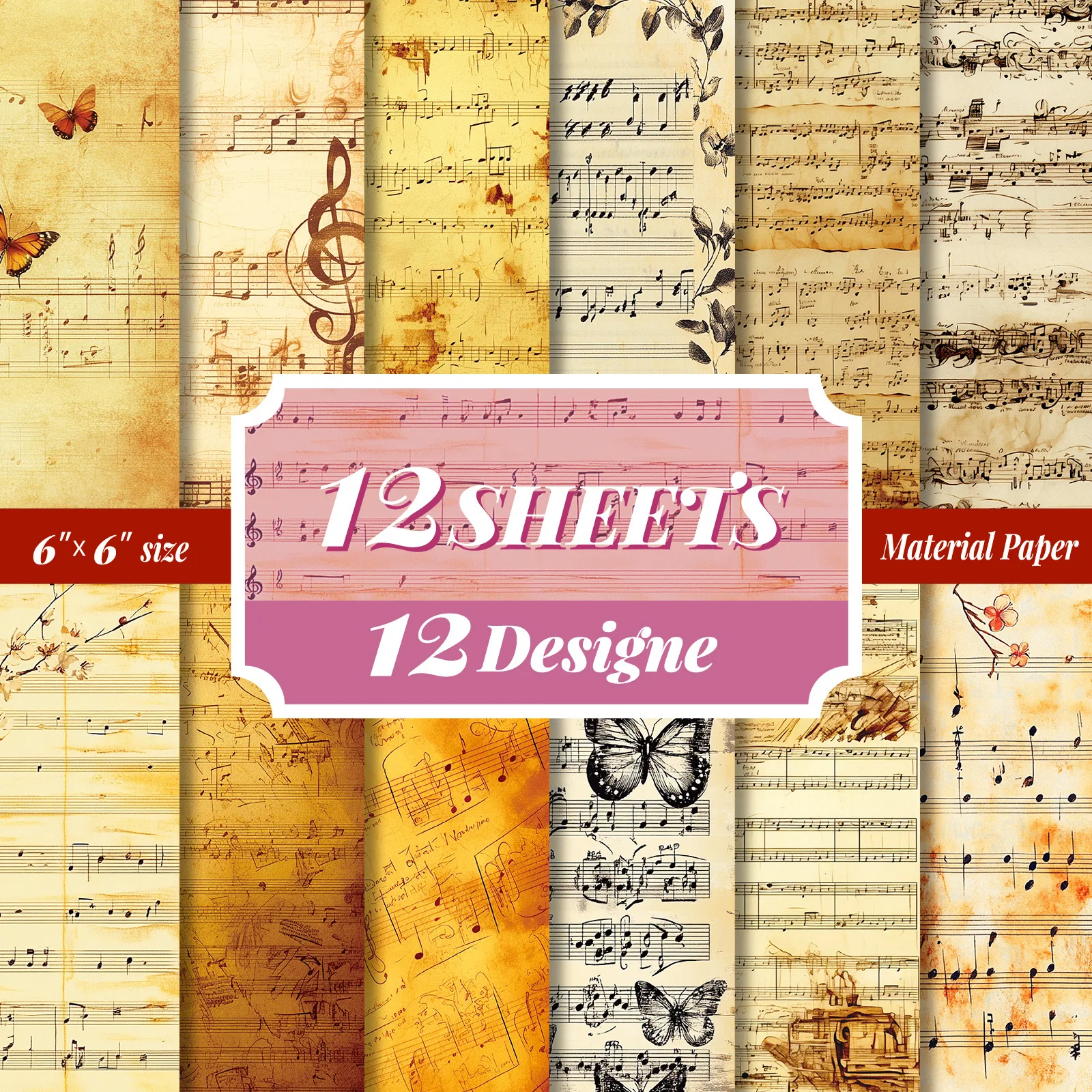 

12 листов/набор, винтажная бумага с рисунком бабочек и пейзажей, для творчества, DIY, джанк-журналов, коллажей, скрапбукинга, канцелярских товаров