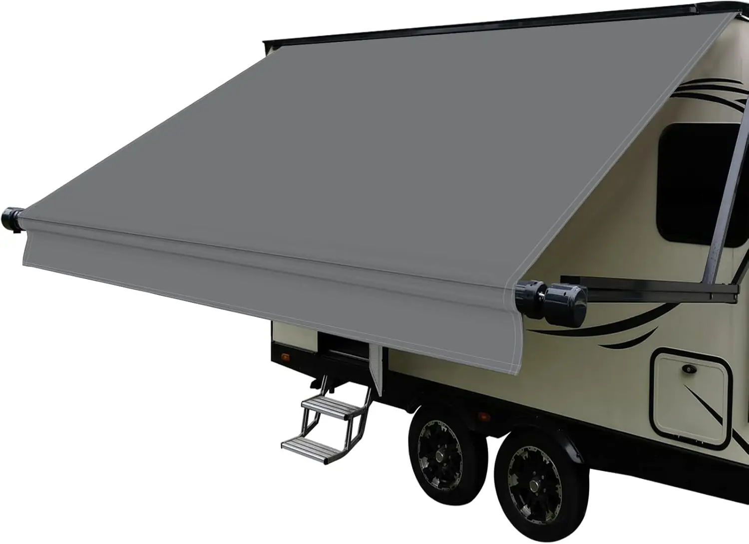 

Heavy Duty 16 oz Vinyl RV Awning Fabric Replacement, 15'2" Size, Universal Fit for Campers and Trailers in Grey