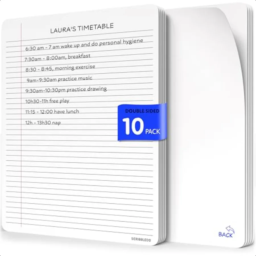 

Scribbledo College Ruled Lined White Board Sheets for Students 9 x12 Dry Erase Board with Lines Sheets Ruled Writing Whiteboard