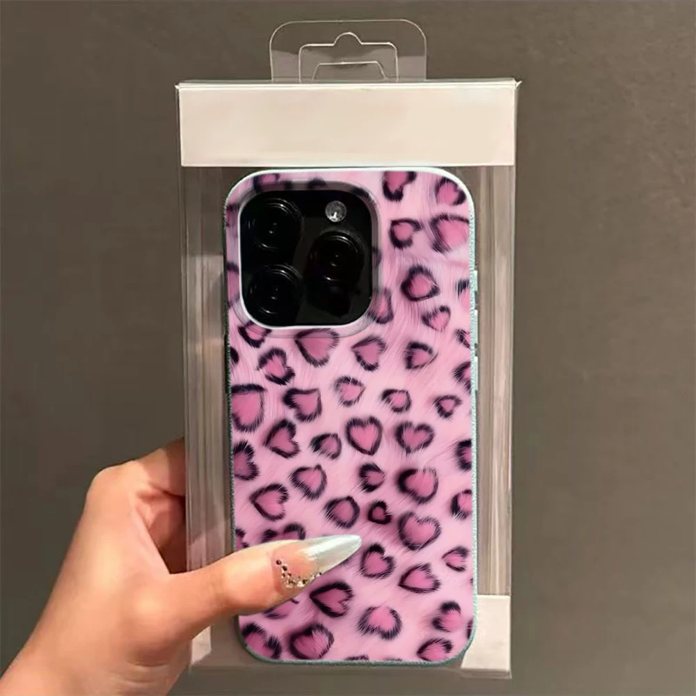 Phone Case Best Pink Heart Leopard Cute Unique Art Button Cover Design for iPhone Plus 16 11 Style 13 12 14 15 Air Slim 17