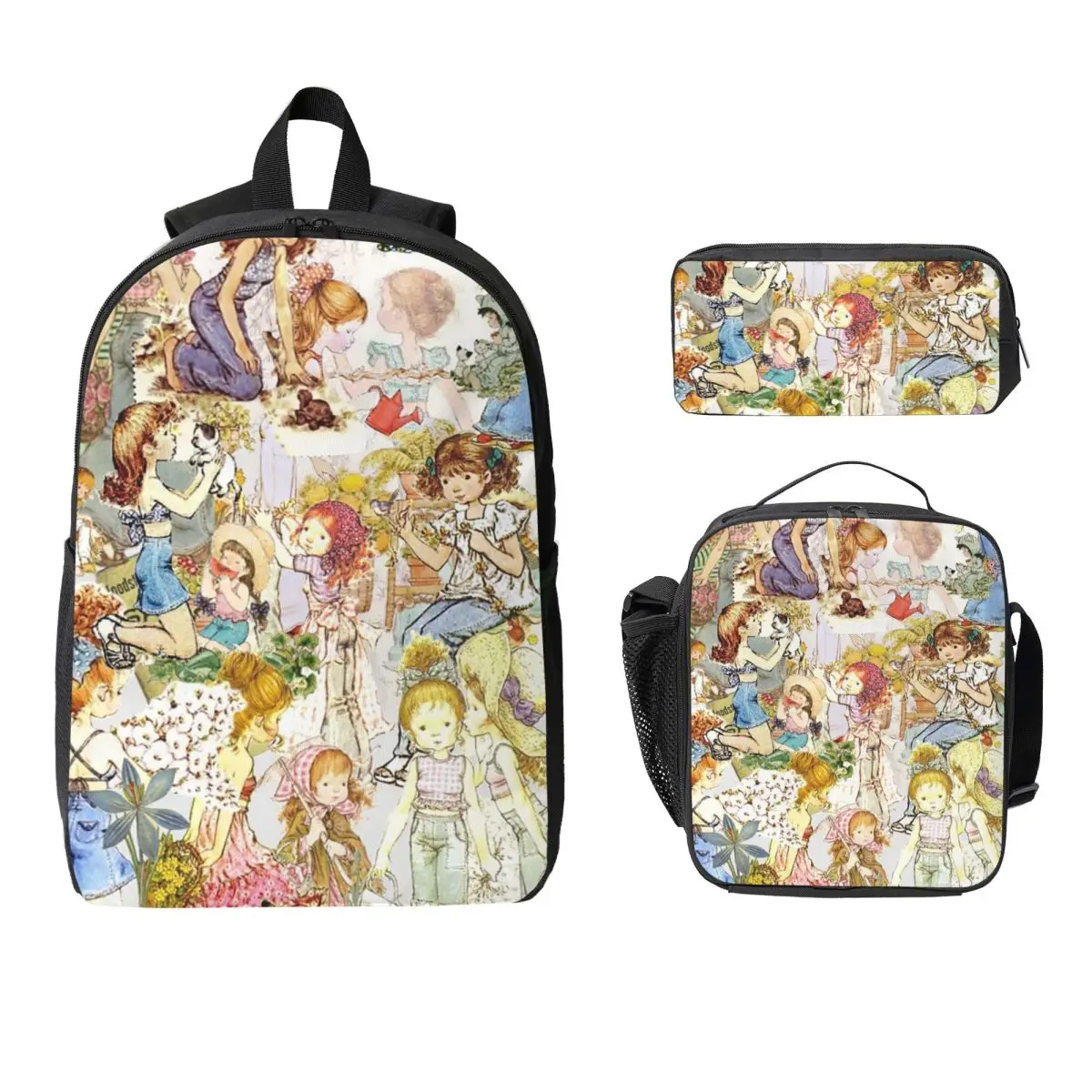 

Sarah Kay Girl Backpack Student Boys Girls BookBag School Bag Laptop Shoulder Bags 3ps Insulated Lunch Bag Pencil Case