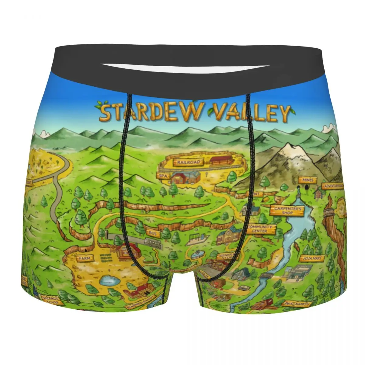 Custom Stardew Valleys Map Underwear Men Printed Farm Game Boxer Briefs Shorts Panties Breathable Underpants