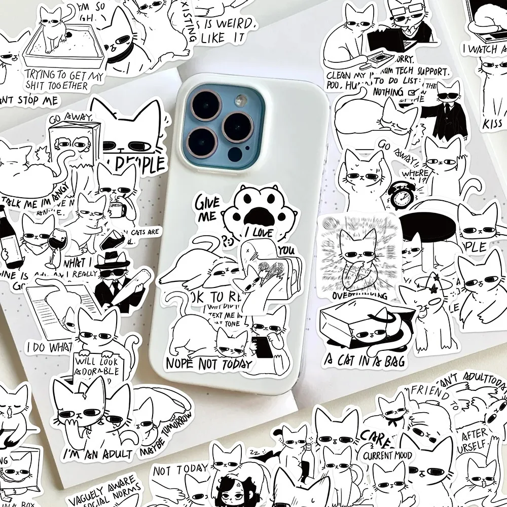 10/50pcs Fun Cat MEME Waterproof Graffiti Sticker Aesthetic Decorative Luggage Cup Guitar Laptop Phone Notebook Kids Stickers