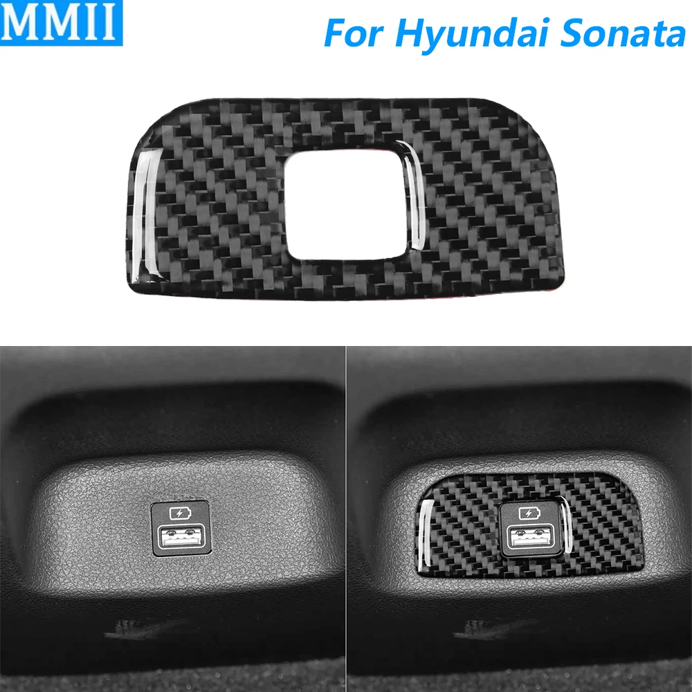 Para Hyundai Sonata 2020-2023: Nova Capa de Fibra de Carbono para Painel da Porta de Carregamento Traseira USB - Acessório Automotivo para Decoração Interna
