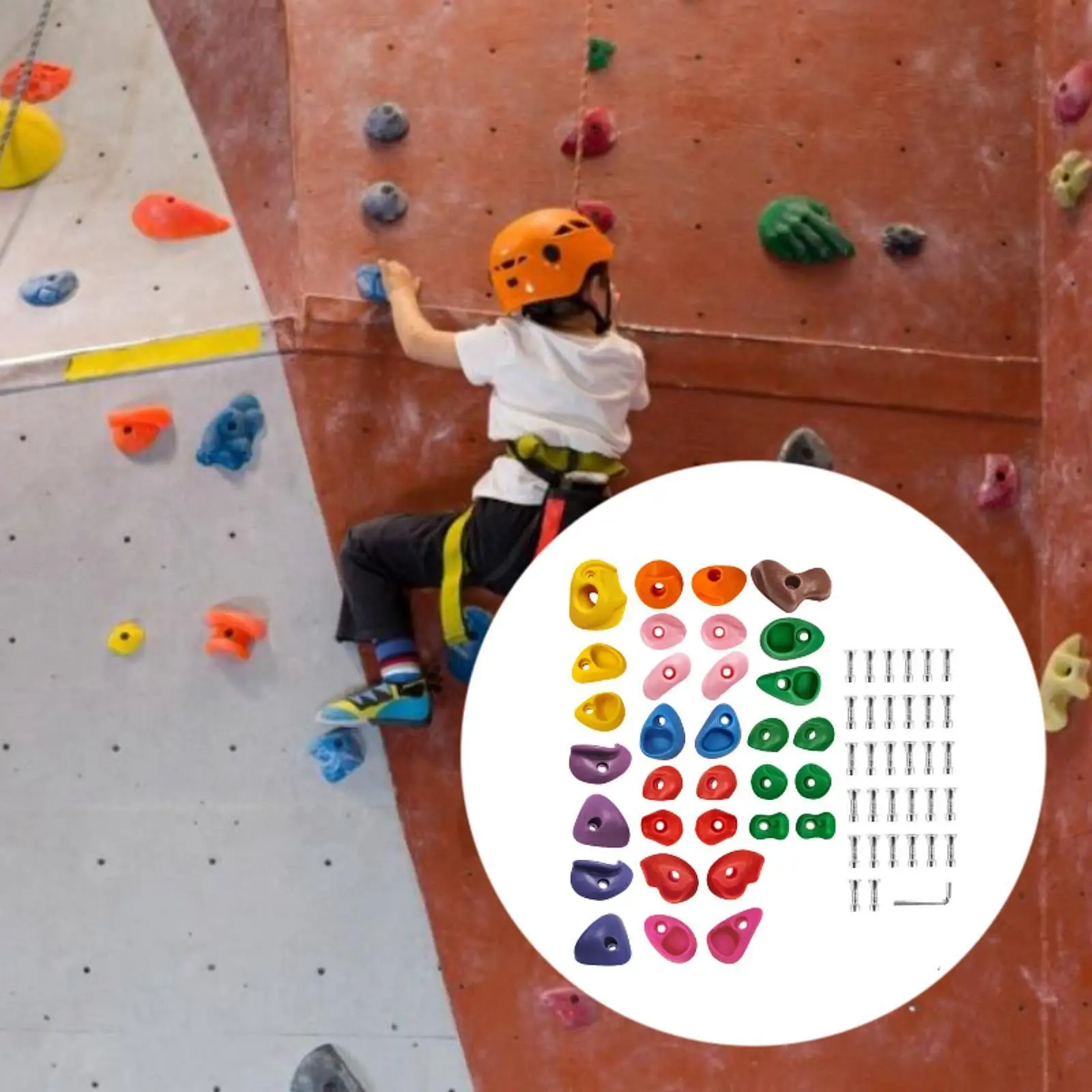 32 piezas de soportes de escalada en roca, rocas de escalada, soportes de pared de roca de varios tamaños, juguetes para niños para patio de juegos al aire libre, marco de escalada para niños
