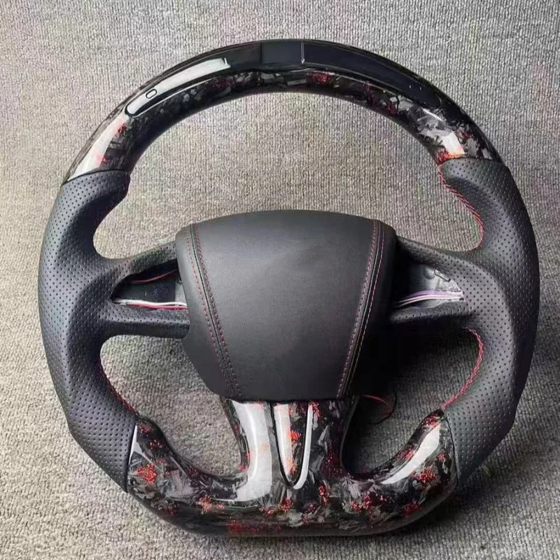 

Led Customized for Infiniti Q50 2013 2014 2015 2016 2017 2018 2019 Red Forged Carbon Fiber Sport Steering Wheel AA