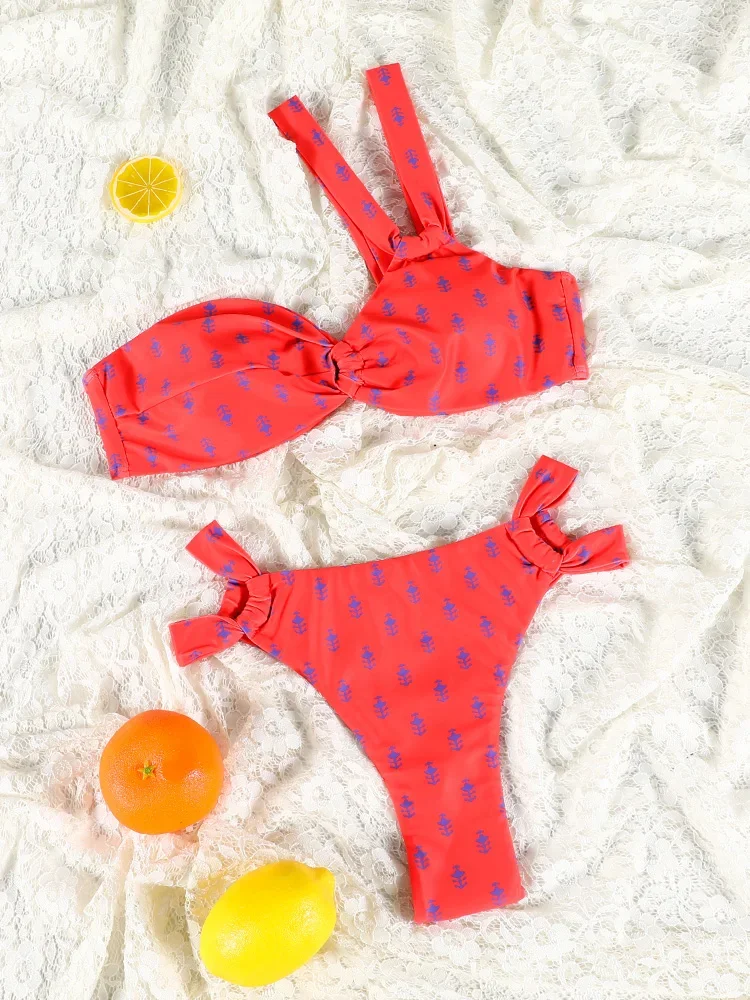 

Комплект бикини с принтом, сексуальный комплект из двух предметов для женщин, бикини, купальник на одно плечо, 2025 год, купальники с низкой талией, летняя пляжная одежда