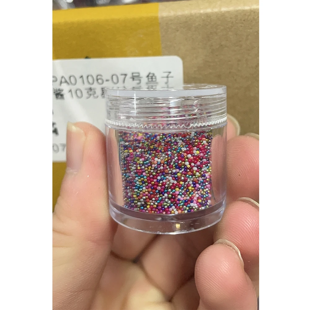 1 butelka koraliki kawiorowe zawieszki do paznokci kolorowe 0.6mm Mini szklane metalowe koraliki perłowe 3D biżuteria do paznokci Rhinestone DIY Manicure dekoracje