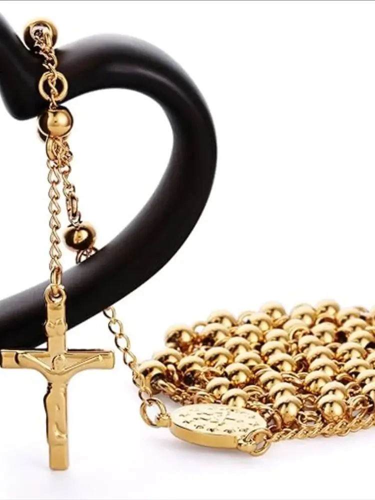 Edelstahl 4 Farbe 6mm kleine Gebets perlen Kette Medalla Milagrosa Einfachheit Kruzifix Kreuz Anhänger Rosenkranz Halskette Chaplet – Detail 4