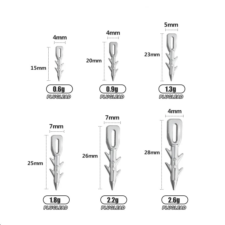 10pcs 0.6g-2.6g Fishing Weight Insert Die-Cast Lead Sinker Barbed Lure Plug for Soft Baits Worm Neko Rig Wacky Rig Fishing Tool view 3