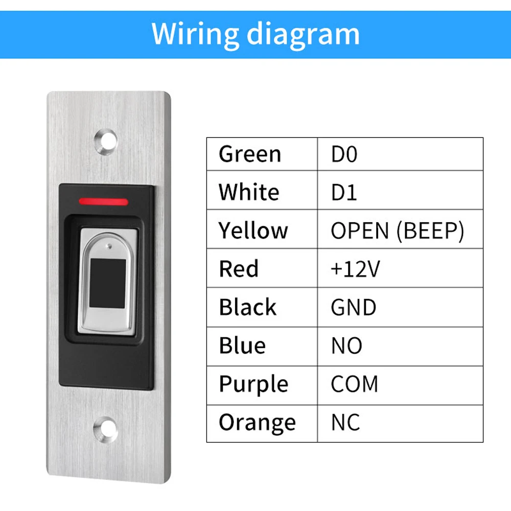 Metal Embedded Access Control 125Khz RFID 200 User Fingerprint Access Control System Wiegand input output  lP66 Waterproof