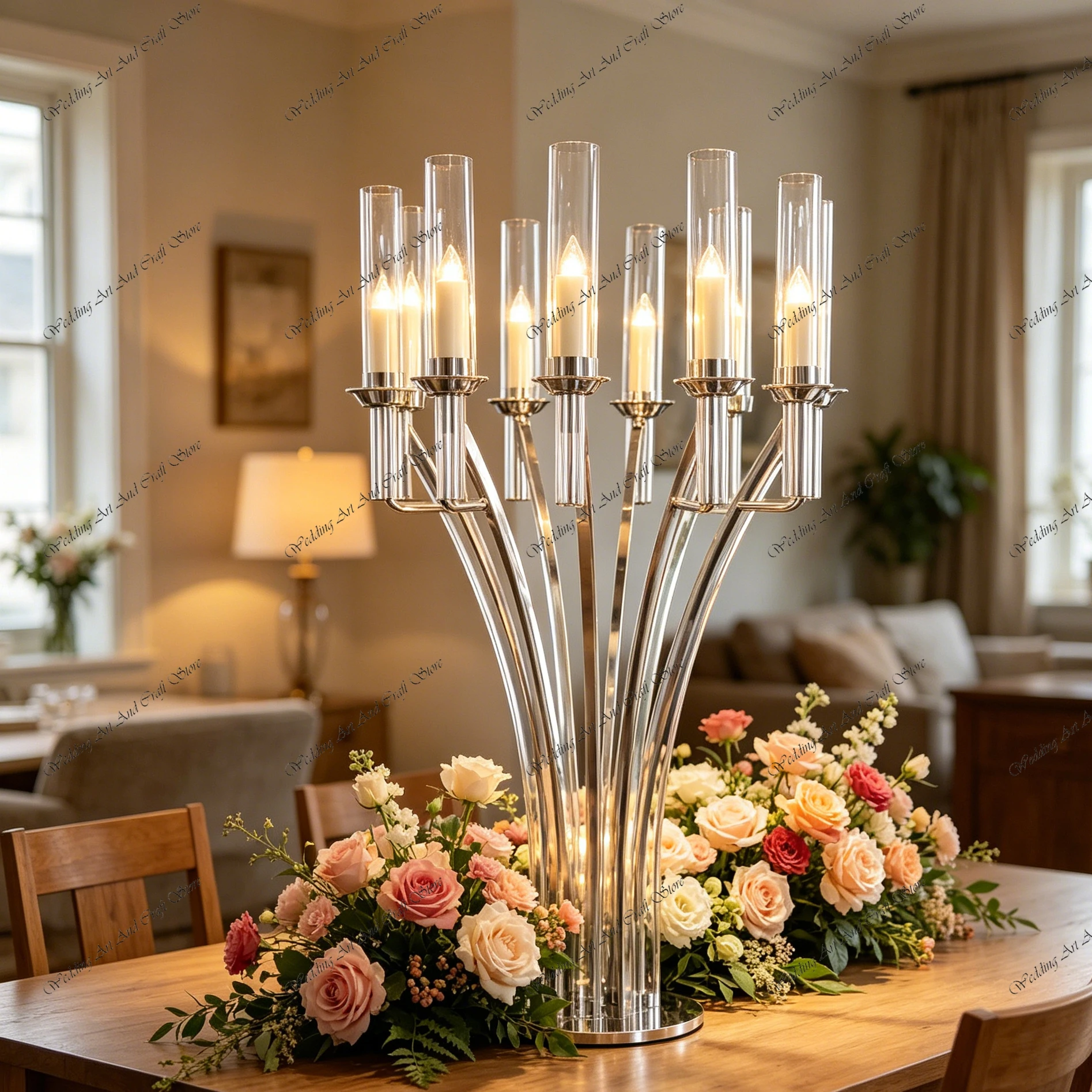 

4pcs f30 130cm 8 Head Tall Gold Metal Candle Holder Table Centerpiece Metal Candelabra Decor Party Wedding Centerpiece iy1018