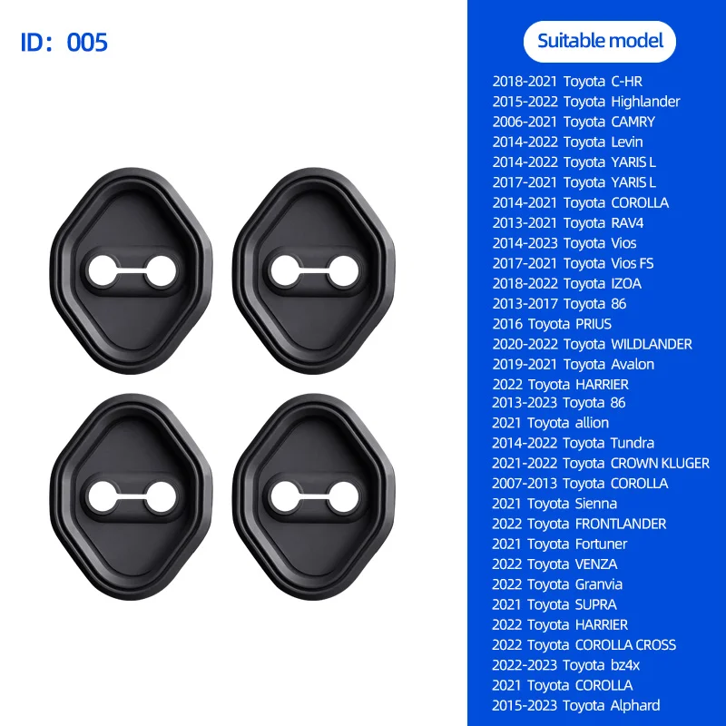 For Toyota C-HR Highlander Carmy Yaris L Corolla RAV4 Avalon Alphard Tundra Silicone Door Lock Buckle Shock Absorption Silent