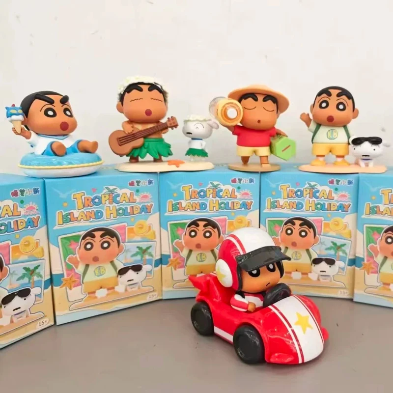Toptoy Crayon Shin-Chan Blind Box Figure Toy Island Holiday Series Collectible Desktop Ornament Cute Gift For Anime Fans