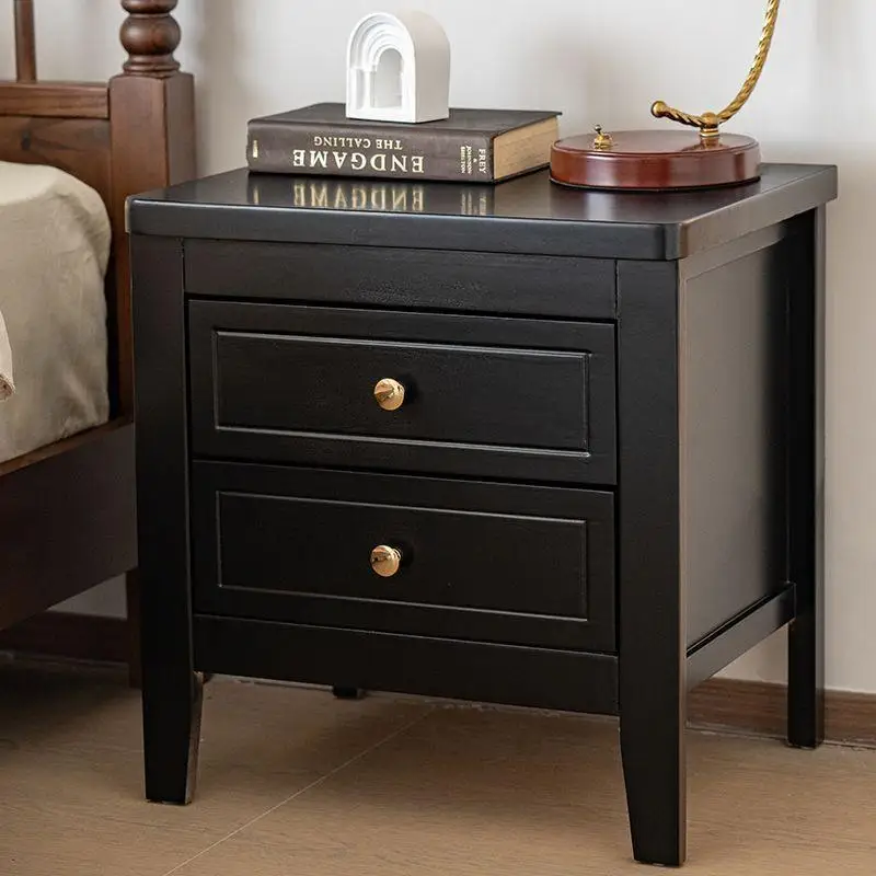 LTT retro solid wood bedside table dresser with drawers storage locker