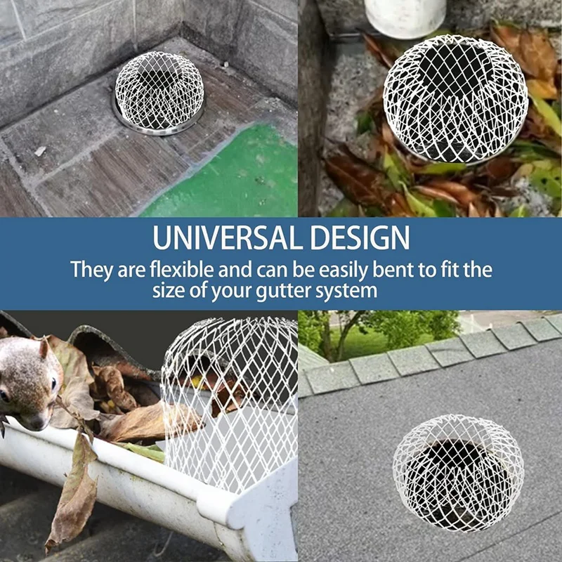 8 Pcs Aluminum Gutter Downspout Guard Expandable Leaf Strainer Gutter Guard Screen Covers Down