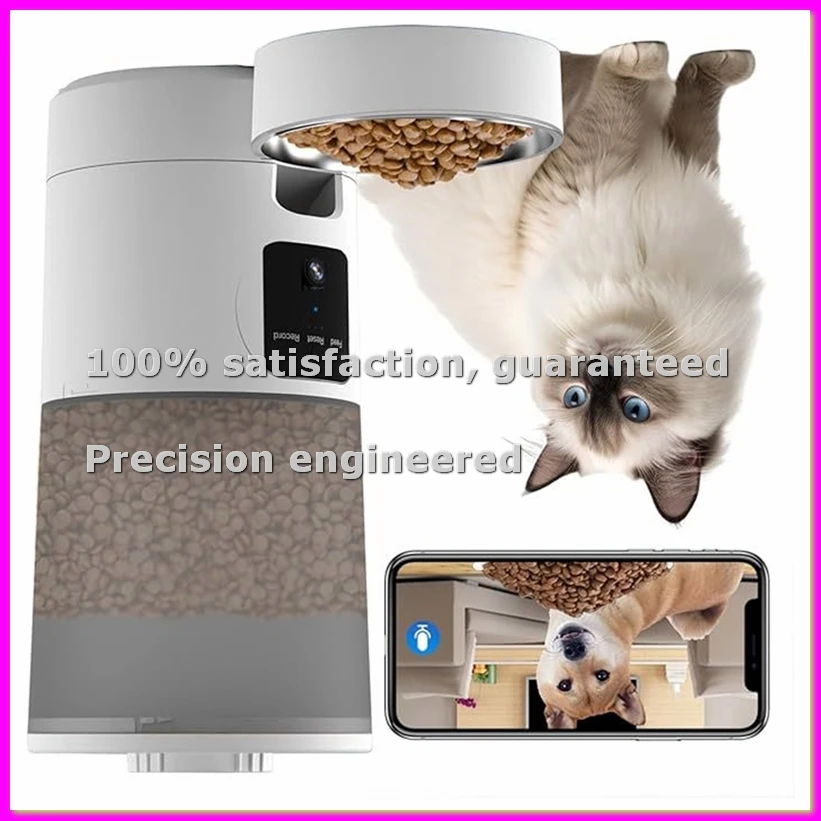 

Automatic Cat Feeder 140° Wide Angle 6L Large Food Storage Container Detachable Easy Clean for Pet US Plug-ELEC