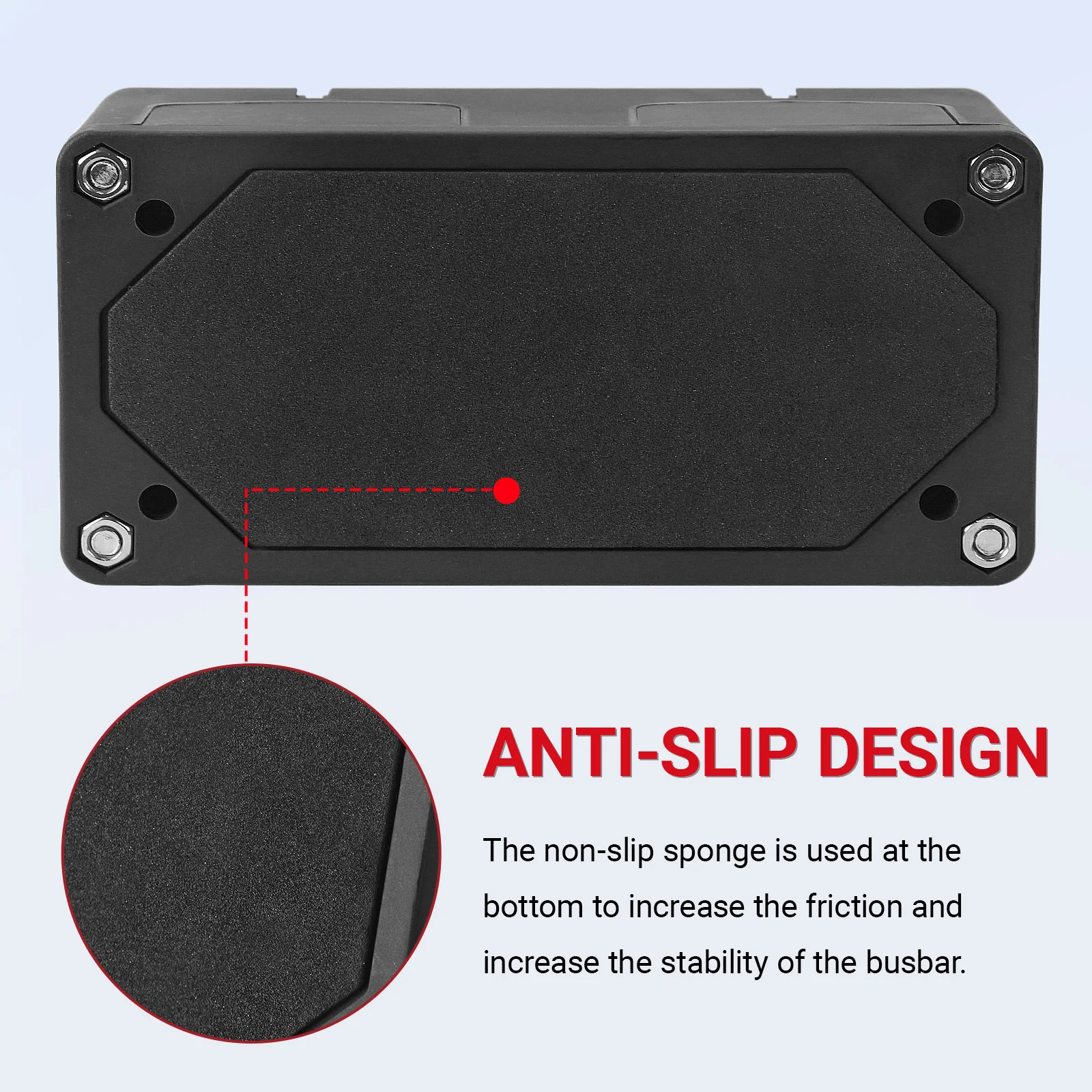 Picture 7: Bus Bar Power Distribution Block 12-48V Red Copper Nickel Nylon M6 M8 M10 For Truck Boat Marine Single Row 4 Studs Heavy Duty