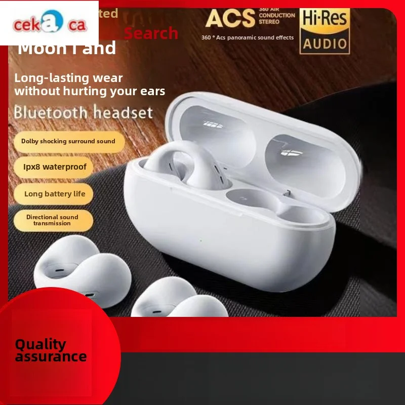 CEKACA New Wireless Open Clip On Earrings Comfortable Long Wear Bone Conduction Headset Moondrop Chu 2