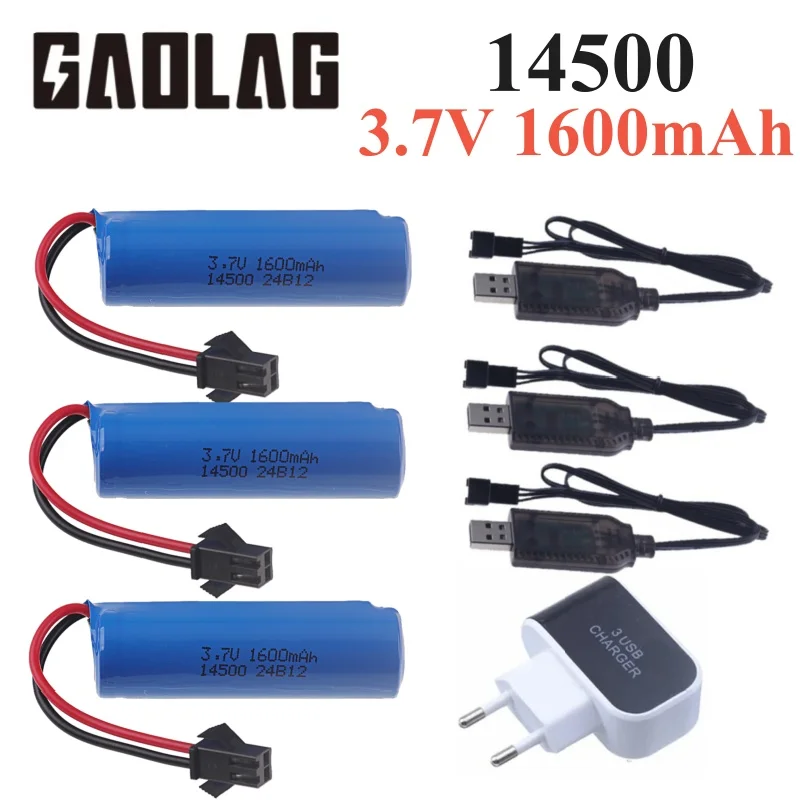 14500 3.7v 1600mah Rechargeable lipo battery SM plug For RC Stunt Dump Car JJRC C2 D828 RC Car Parts With Charger