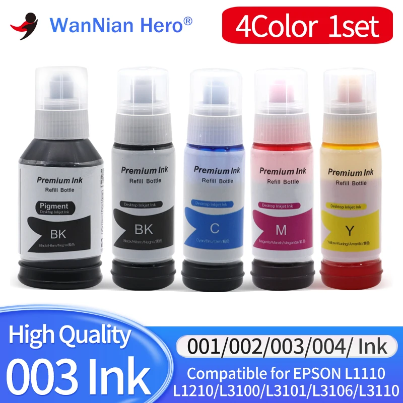 4Color 003 Ink Refill dye Ink Compatible For Epson L1110/L1210/L3100/L3101/L3106/L3110/L3115/L3116/L3150/L3151/L3152 Printer Ink
