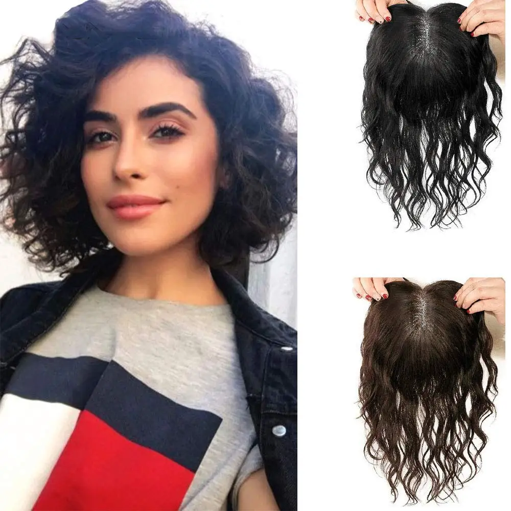 

100% Human Hair Topper Full Swiss Lace Hand Tied Weft For A Long-Lasting Solution Water Wave #4
