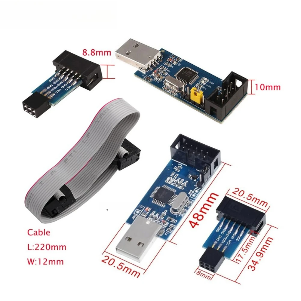 For ATMEL 51 AVR USB ISP ASP Programmer Downloader with Cable + Adapter Board