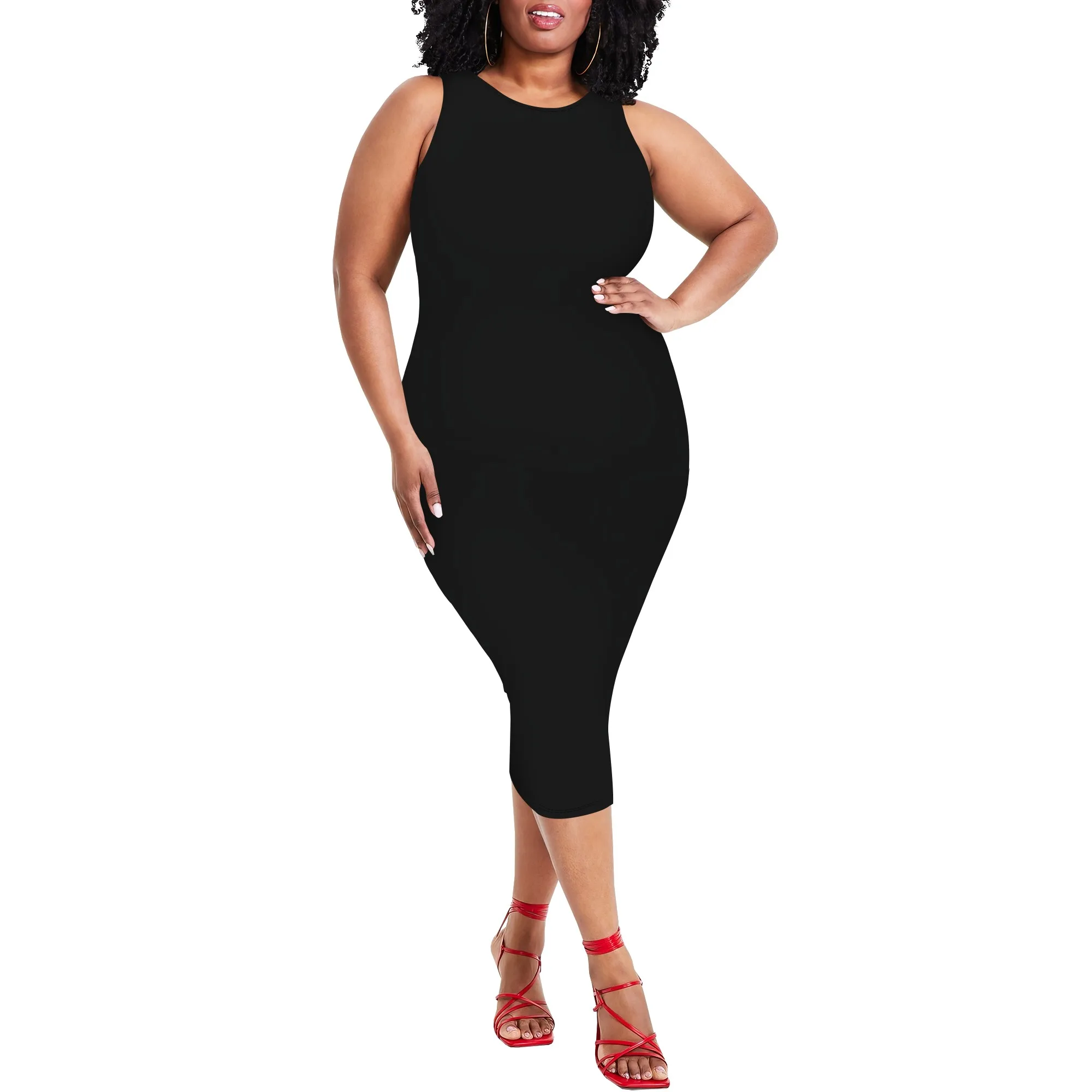 

Women's Sexy Casual Bodycon Ribbed Tank Dress Scoop Neck Sleeveless Club Dresses