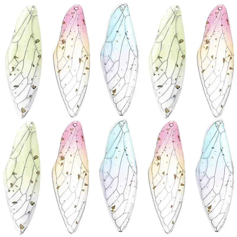 

10pcs Gradient Dragonfly Wing Charms DIY Earring Pendants Resin Hairpin Jewelry Making Craft Artificial Dragonfly Wing Charms