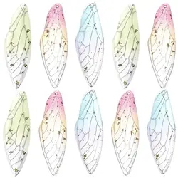 10Pcs Artificial Dragonfly Wing Charms Diy Earring Pendants Resin Hairpin Jewelry Making Crafting Bracelet Components Necklace