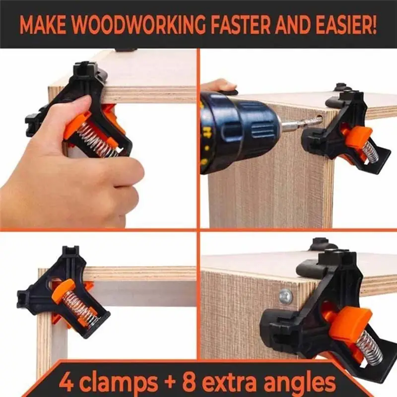 ABZT Woodworking Clamp 90 Degrees Clamp Wood Angle Clamp Corne Woodworking Hand Tool Angle Clamp Utility Fixation Tool