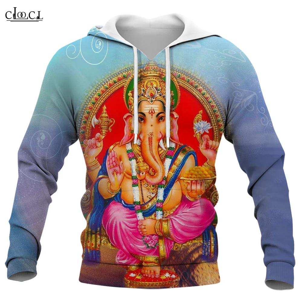 Cloocl hoodies homens ganesha 3d impresso masculino hoodies de manga longa menino menina casual feminino streetwear pulôver moletom com capuz roupas