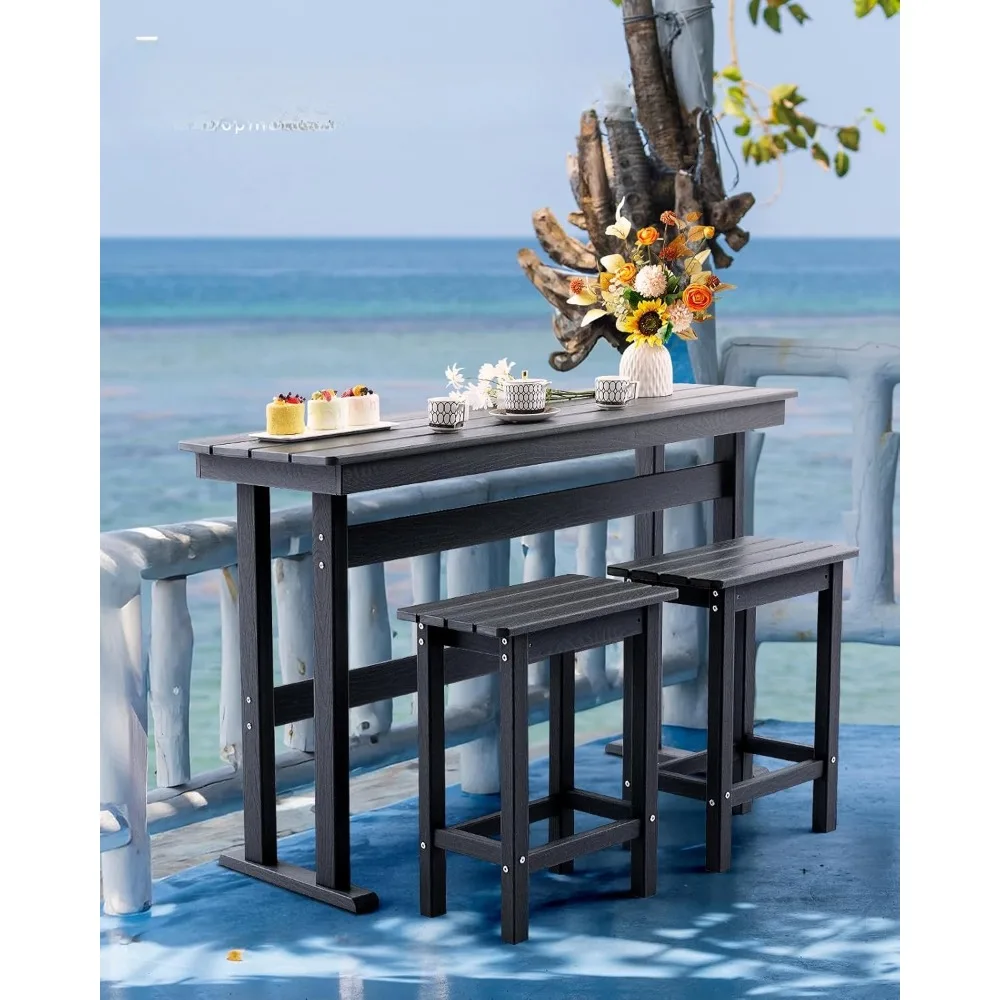 مجموعة مكونة من 3 قطع من طاولات وكراسي البار العالي في الهواء الطلق، بما في ذلك طاولة وكراسي الشرفة العالية، وبار الشرفة الصغيرة في الهواء الطلق