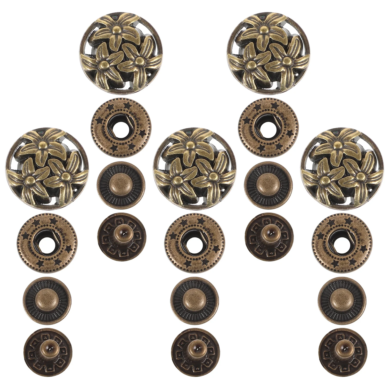 

10Pcs Vintage Snap Fasteners Sturdy Metal Buttons for Clothing DIY Sewing Knitting Handbag Press Studs Craft Supplies